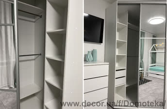 Кутова шафа-купе 120х120х240, білий ДСП — Домотека Кутова шафа-купе 120х120х240, білий ДСП — Домотека