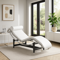 Шезлонг Лекор, кожа итальянская, цвет белый или черный