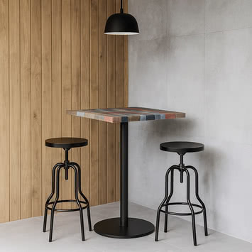 Регульований барний табурет з підніжкою чорний Танго