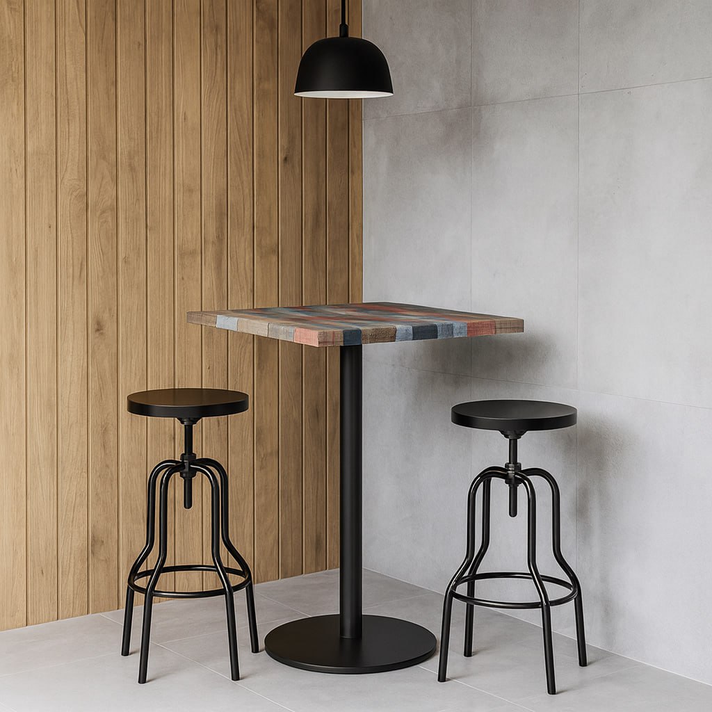 Регульований барний табурет з підніжкою чорний Танго