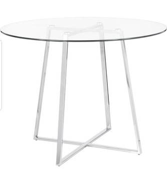 Стеклянный стол кухонный из  нержавеющей стали и стекла 
