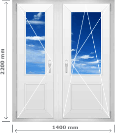Балконная дверь двустворчатая с двумя открываниями