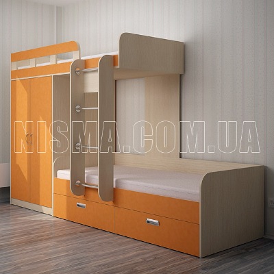 Кровать-чердак с двумя спальными местами Домино
