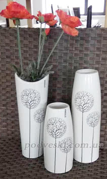 Набір ваз керамічних 3 шт Tree white