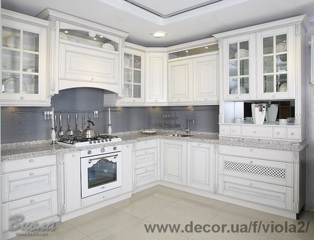 Кухня Бьянка с серебряной патиной на заказ