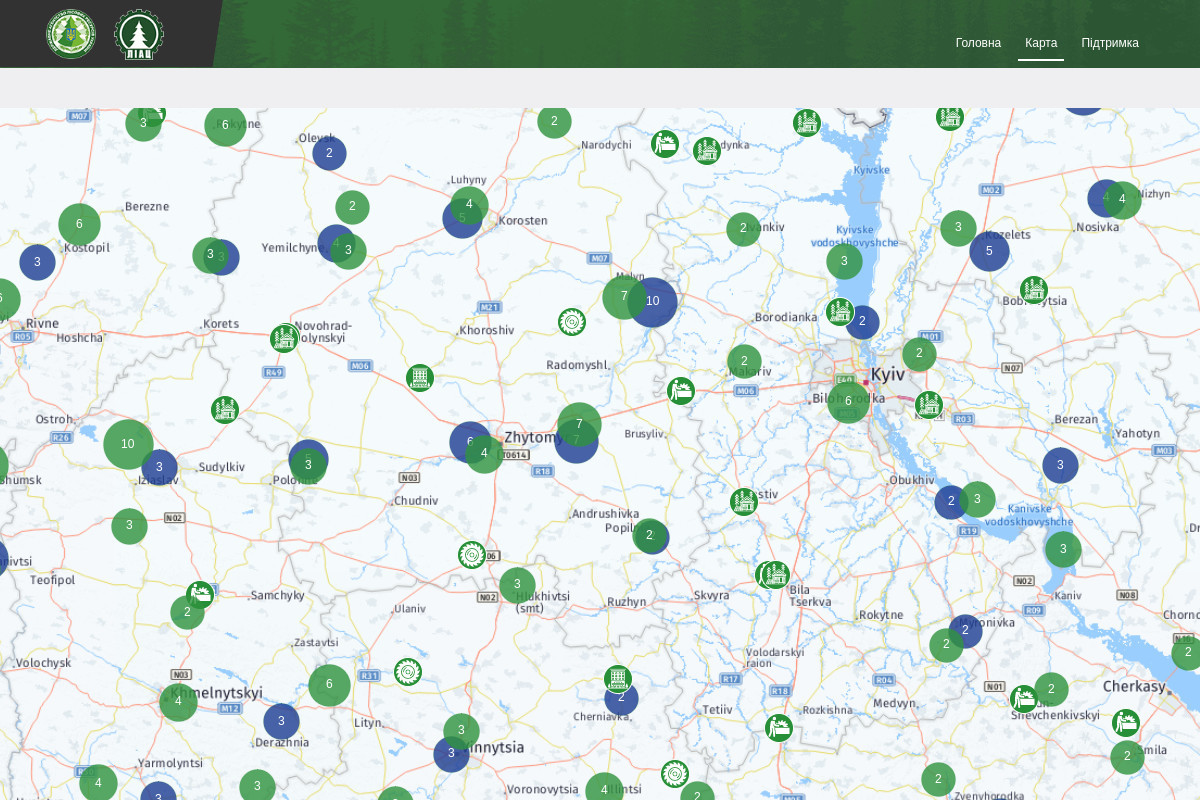 Доступна інтерактивна карта об'єктів переробки деревини