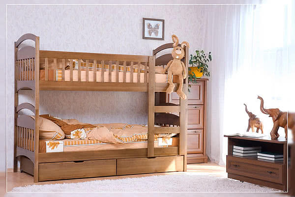 Акція! Двох'ярусне ліжко "Каріна" з матрацом і ящиками - 2800 грн.
