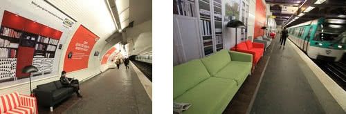 В парижском метро поставили диваны от IKEA.