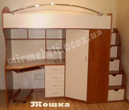 Детская кровать чердак с рабочей зоной Тошка — Экокиев Детская кровать чердак с рабочей зоной Тошка — Экокиев