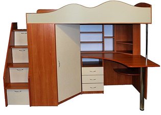 Детская кровать чердак с рабочей зоной Орфей — Экокиев Детская кровать чердак с рабочей зоной Орфей — Экокиев