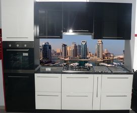 Кухня на заказ `Ант` с фотопечатью на фартуке &mdash; Ант-интерьер