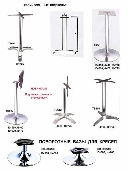 Опоры, базы, ножки для стола, подстолья