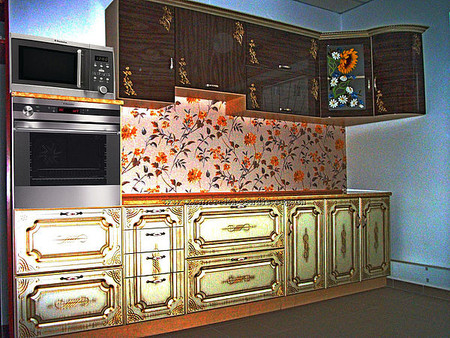 Кухня с фасадами МДФ-патина