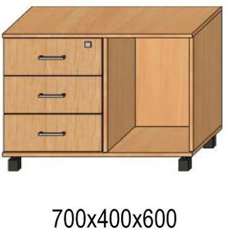 Тумба мобильная 700х400х600 с ящиками