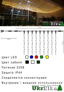 Уличная светодиодная новогодняя гирлянда штора занавес Куртан лайт LED